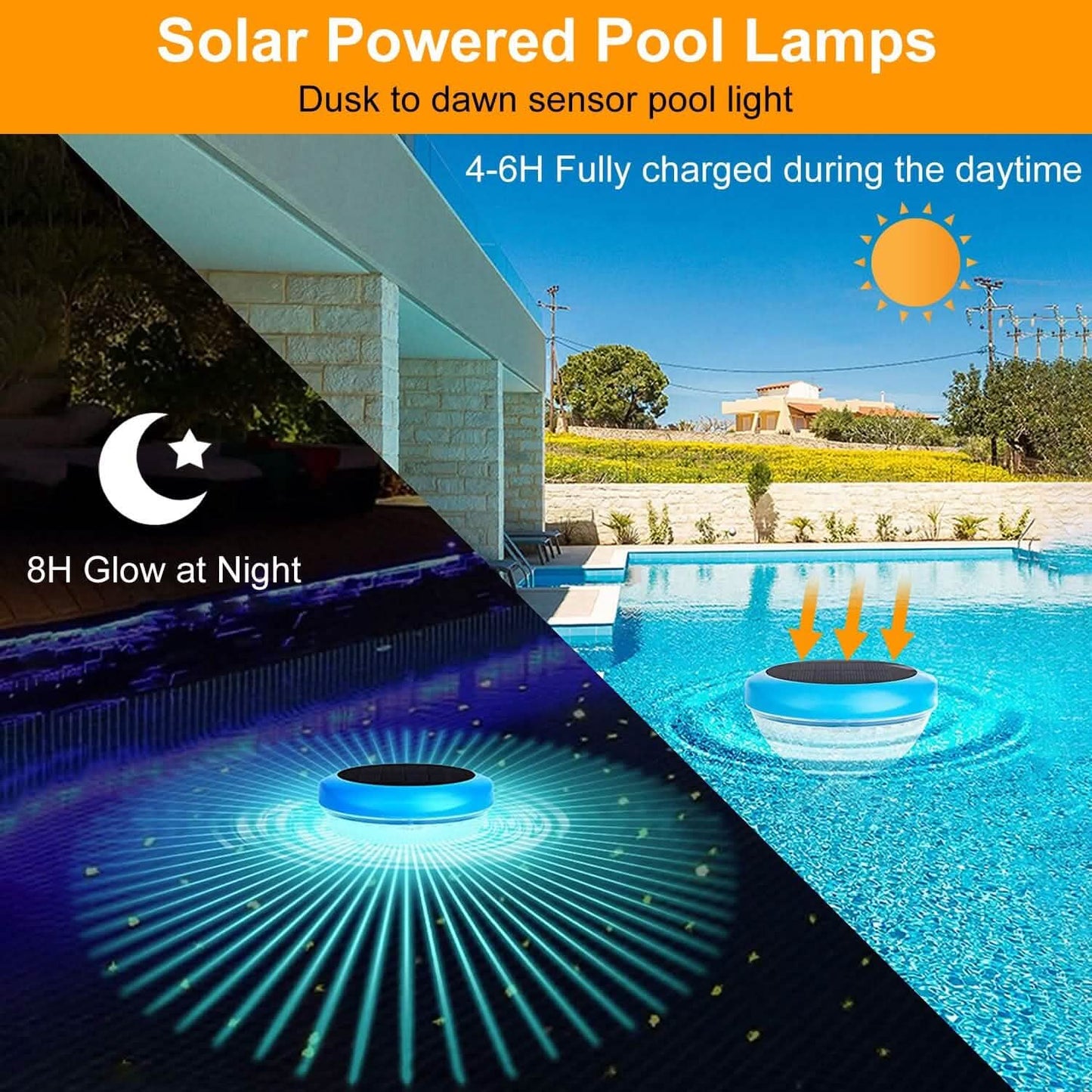 2-Piece: Solar Powered LED Pool Light Gradient Multicolor Changing DailySale