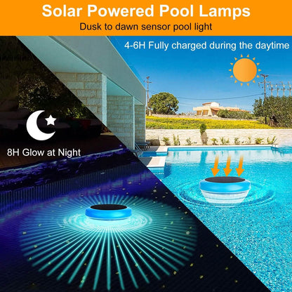 2-Piece: Solar Powered LED Pool Light Gradient Multicolor Changing DailySale