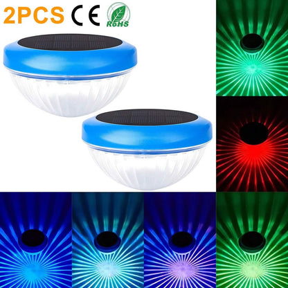 2-Piece: Solar Powered LED Pool Light Gradient Multicolor Changing DailySale