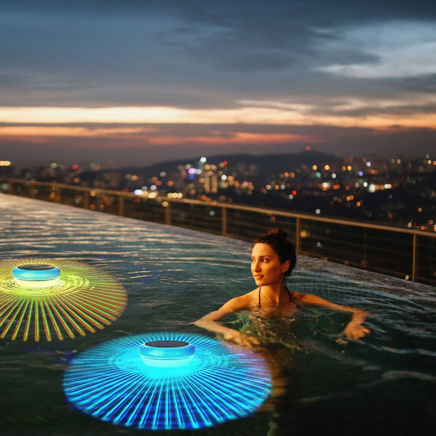 2-Piece: Solar Powered LED Pool Light Gradient Multicolor Changing DailySale