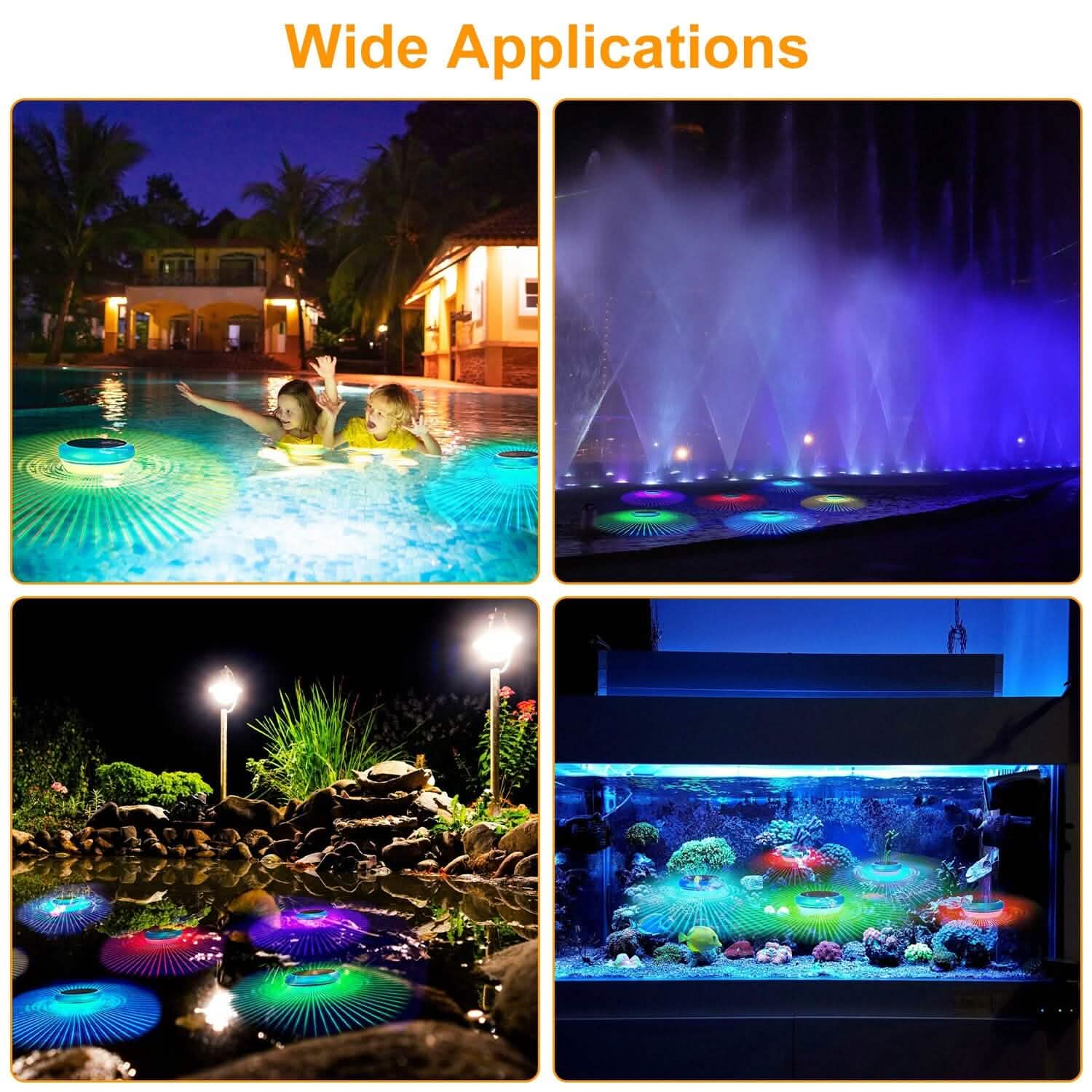 2-Piece: Solar Powered LED Pool Light Gradient Multicolor Changing DailySale