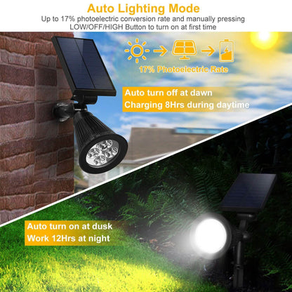 2-Piece: Solar Spotlight Outdoor Dusk Waterproof DailySale