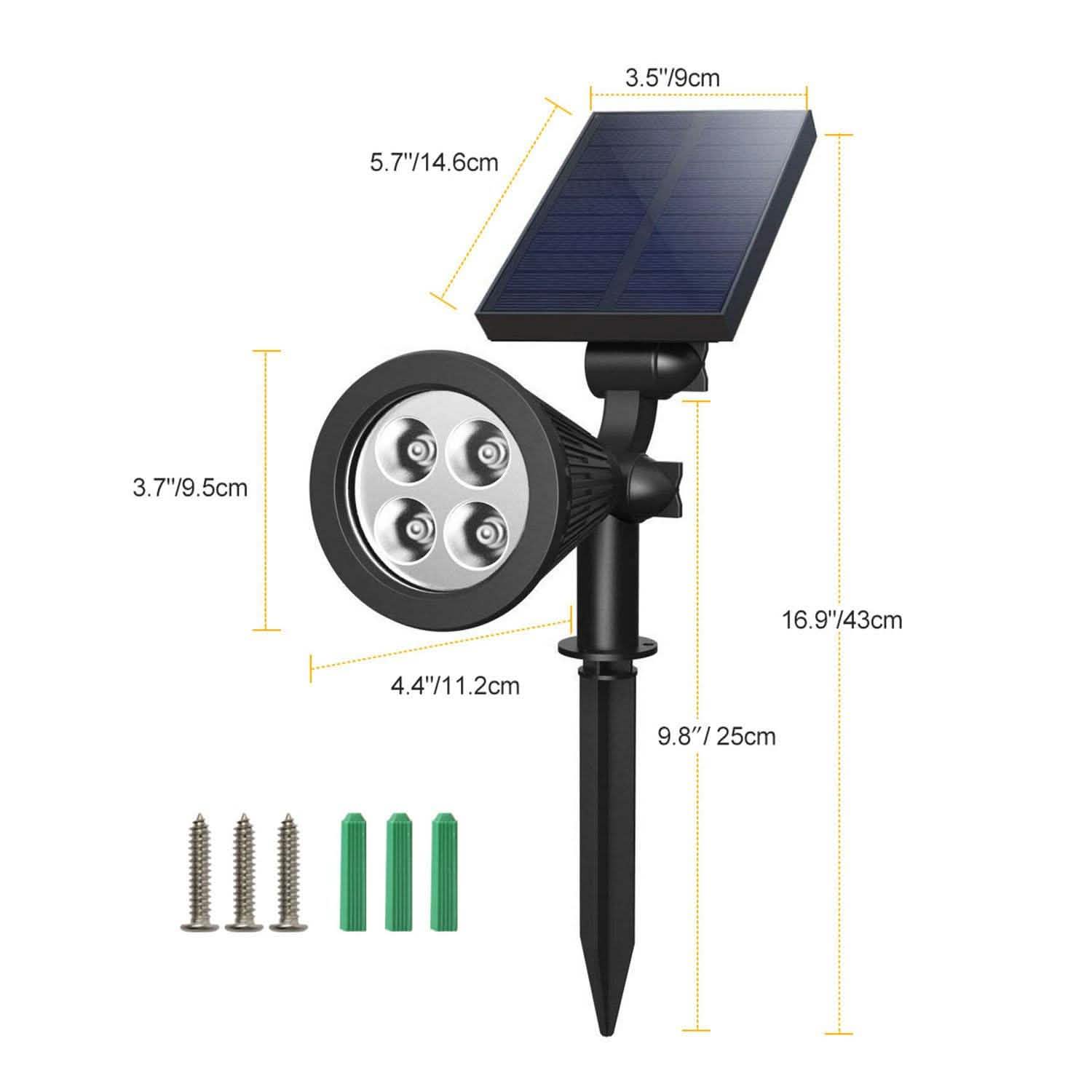 2-Piece: Solar Spotlight Outdoor Dusk Waterproof DailySale