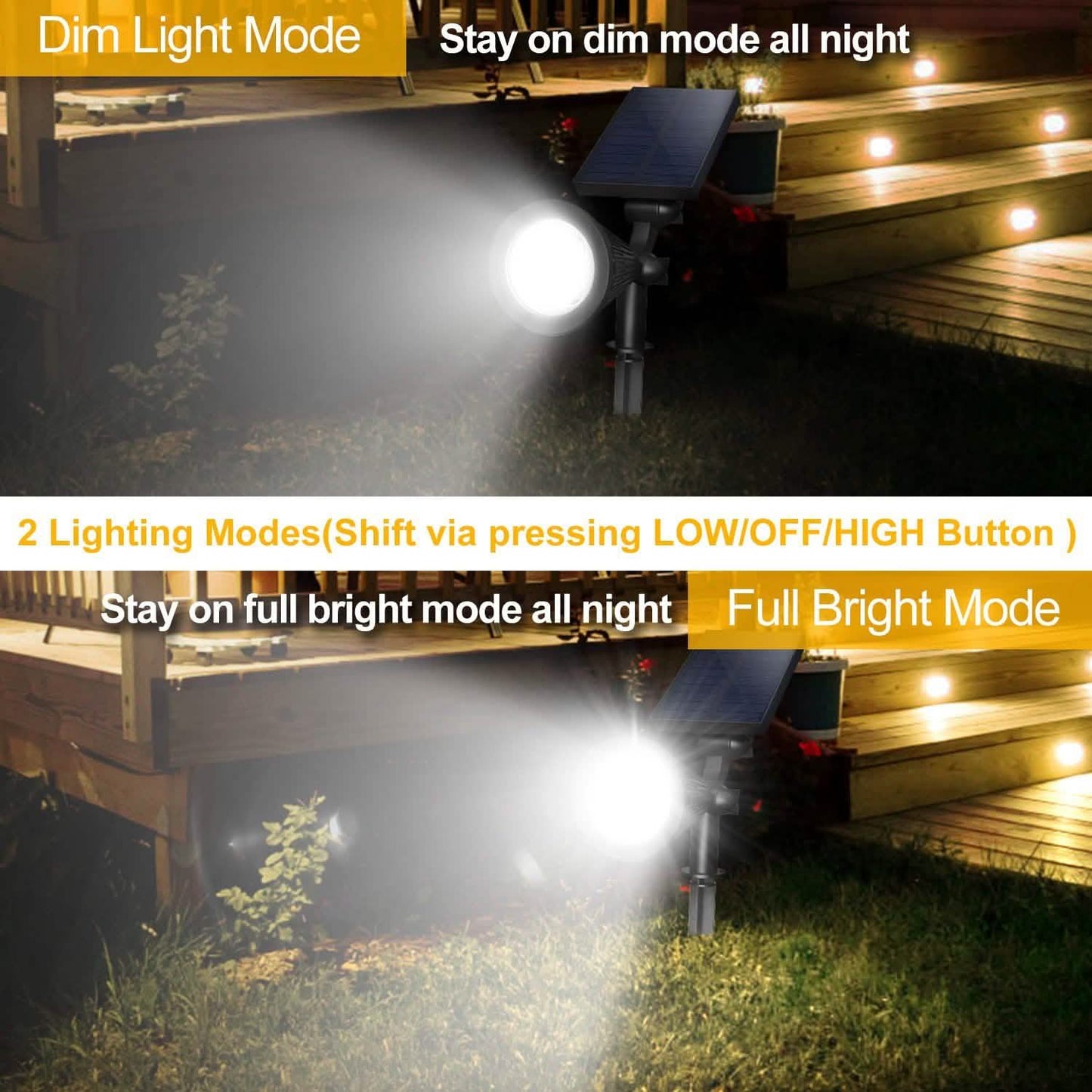 2-Piece: Solar Spotlight Outdoor Dusk Waterproof DailySale