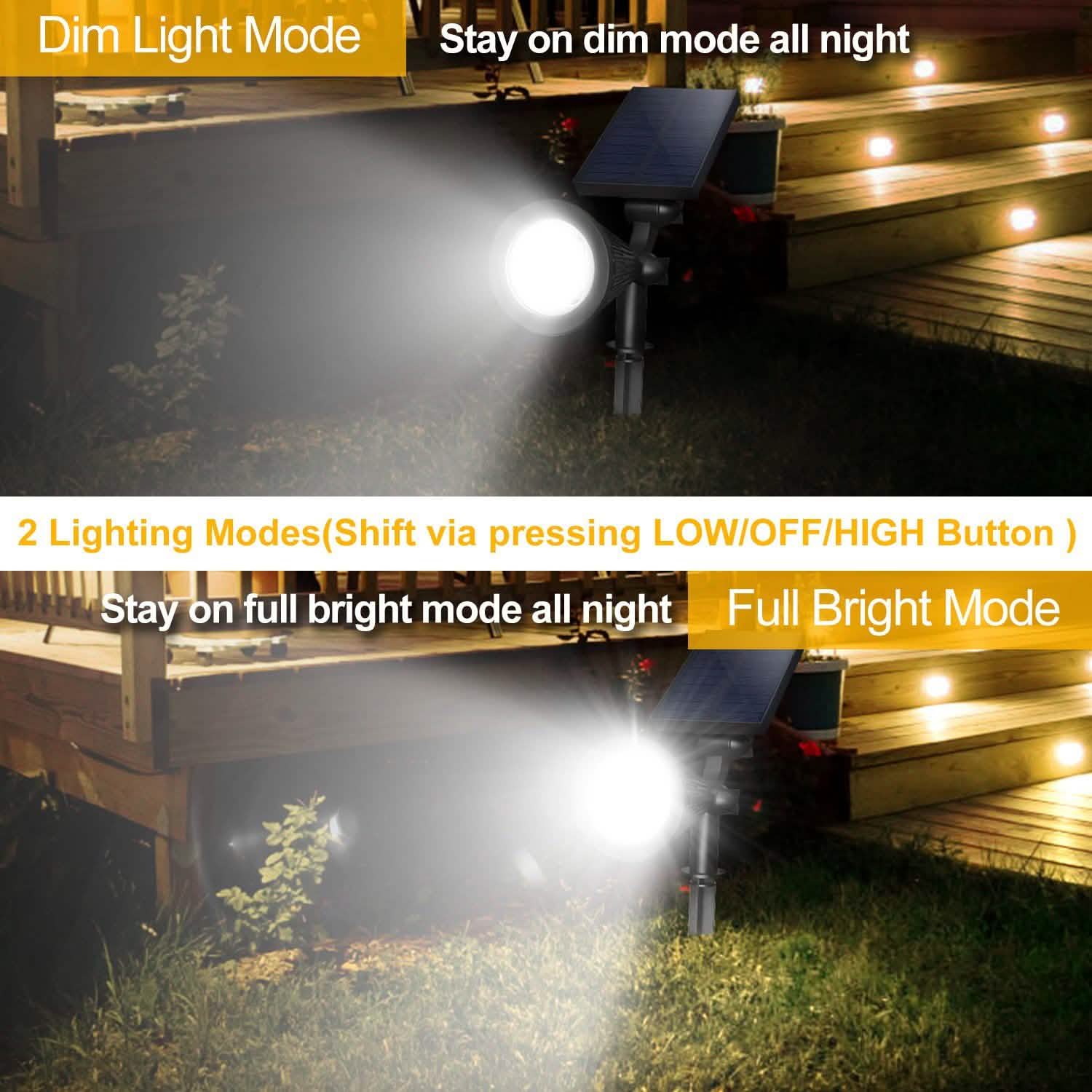 2-Piece: Solar Spotlight Outdoor Dusk Waterproof DailySale