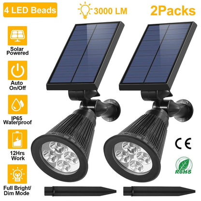 2-Piece: Solar Spotlight Outdoor Dusk Waterproof DailySale