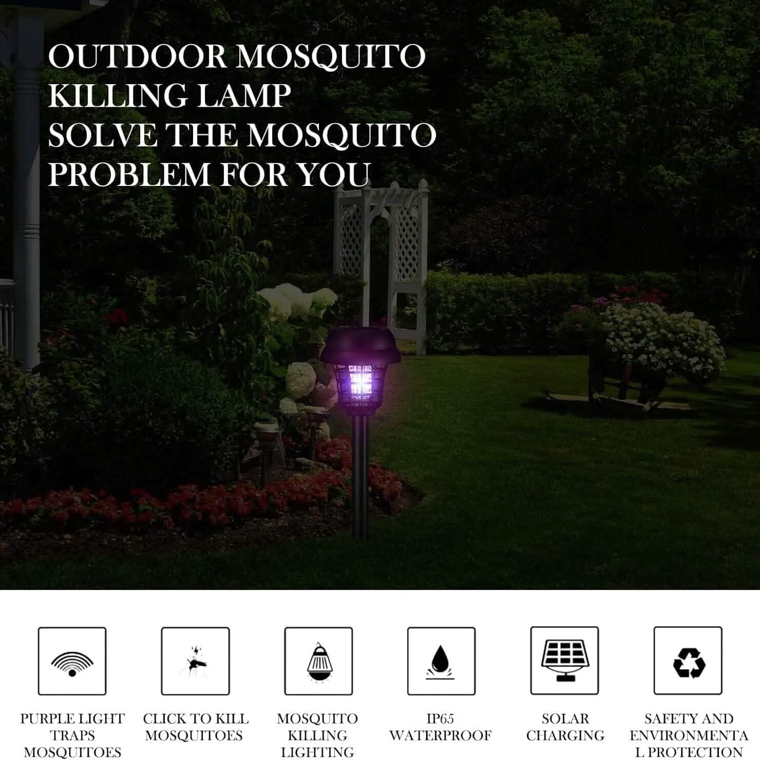 2-Piece: Solar Waterproof Outdoor Bug and Mosquito Zapper DailySale
