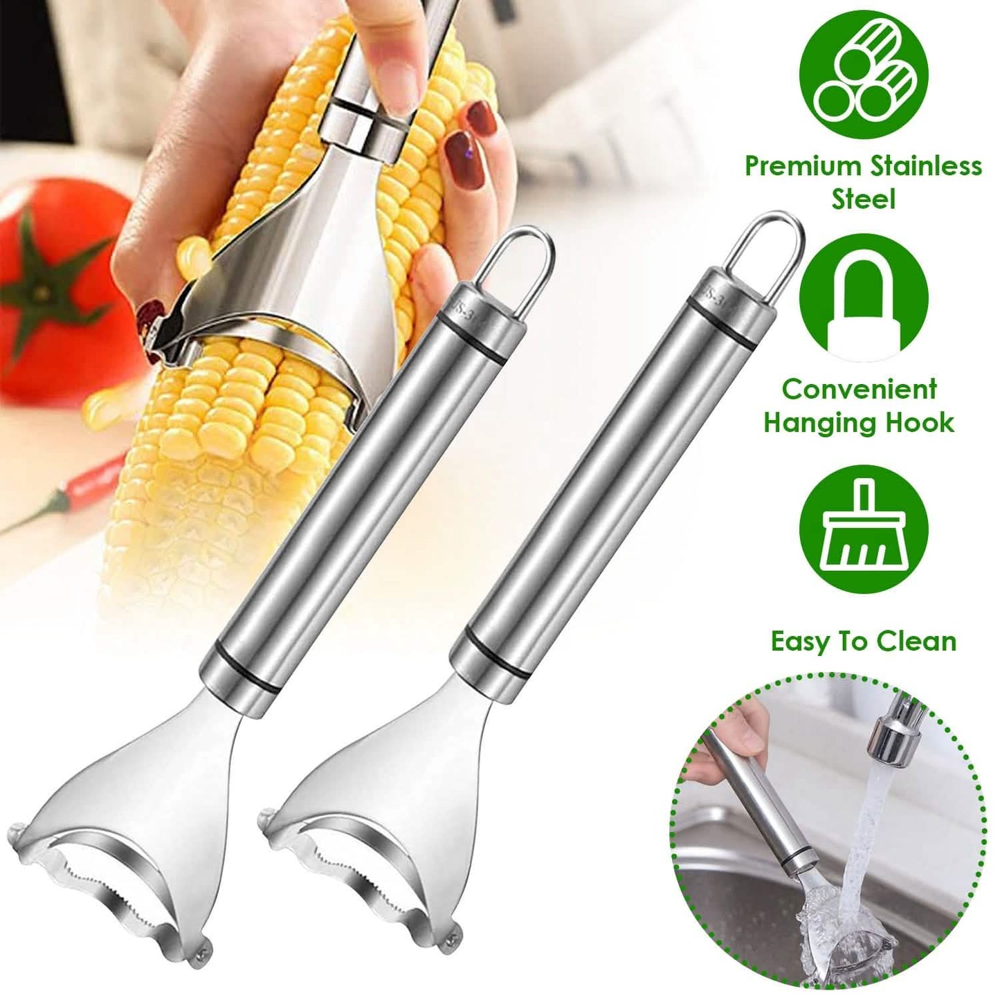 2-Piece: Stainless Steel Corn Cob Peelers DailySale