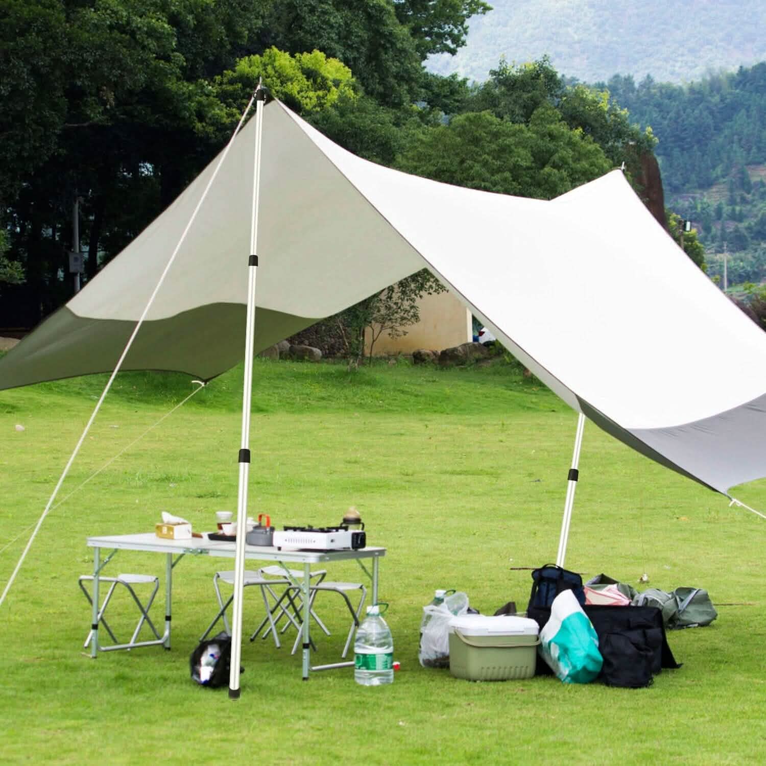 2-Piece: Telescoping Tarp Poles Portable Aluminum Awning Poles DailySale