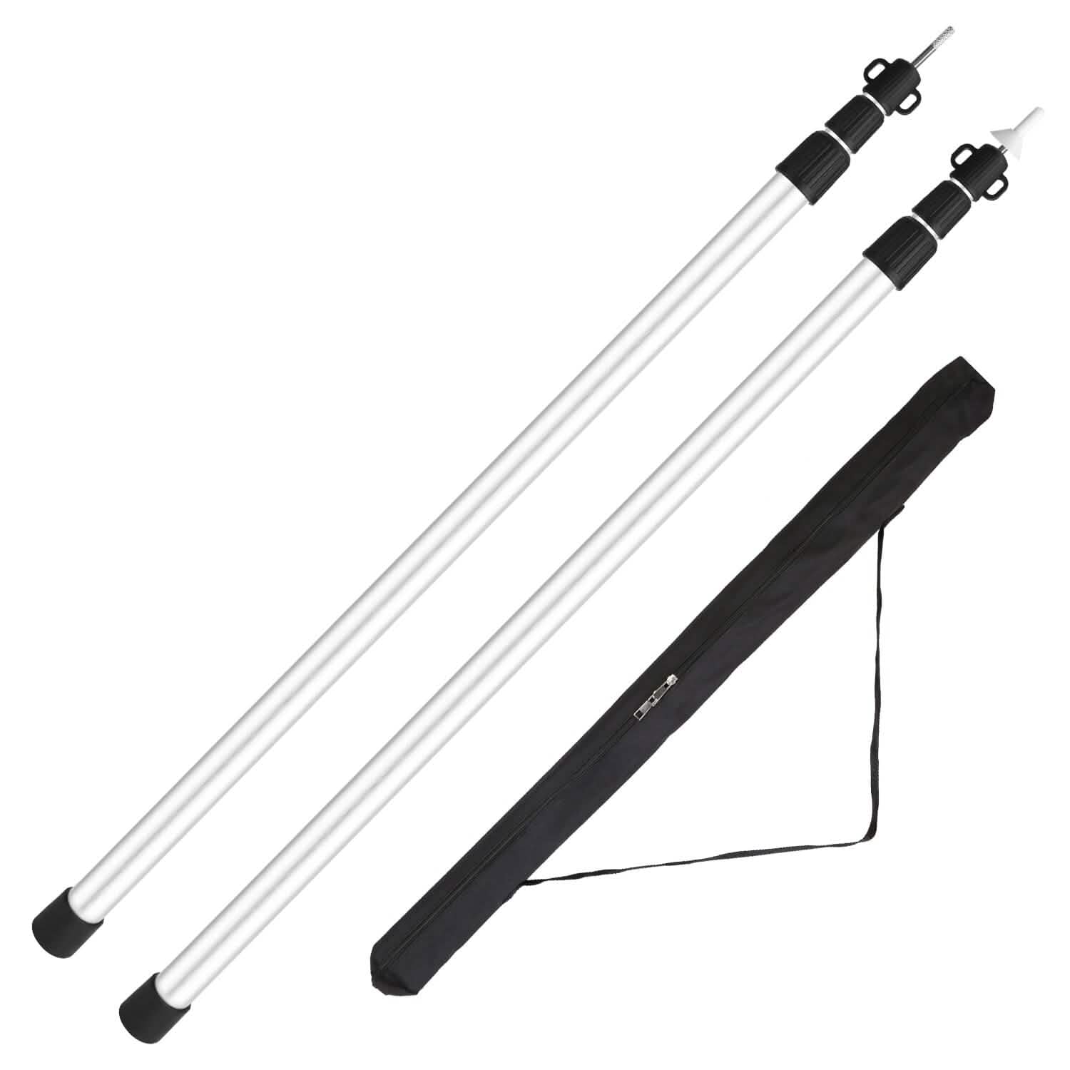 2-Piece: Telescoping Tarp Poles Portable Aluminum Awning Poles DailySale
