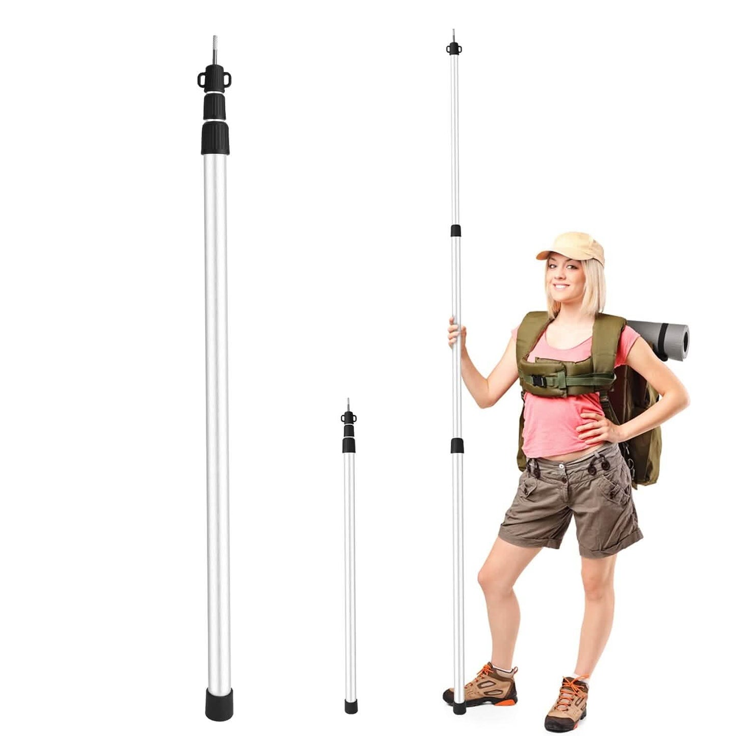 2-Piece: Telescoping Tarp Poles Portable Aluminum Awning Poles DailySale