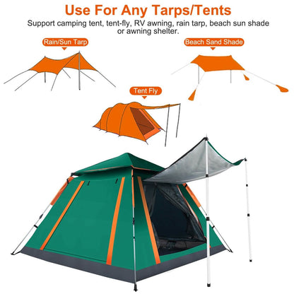 2-Piece: Telescoping Tarp Poles Portable Aluminum Awning Poles DailySale