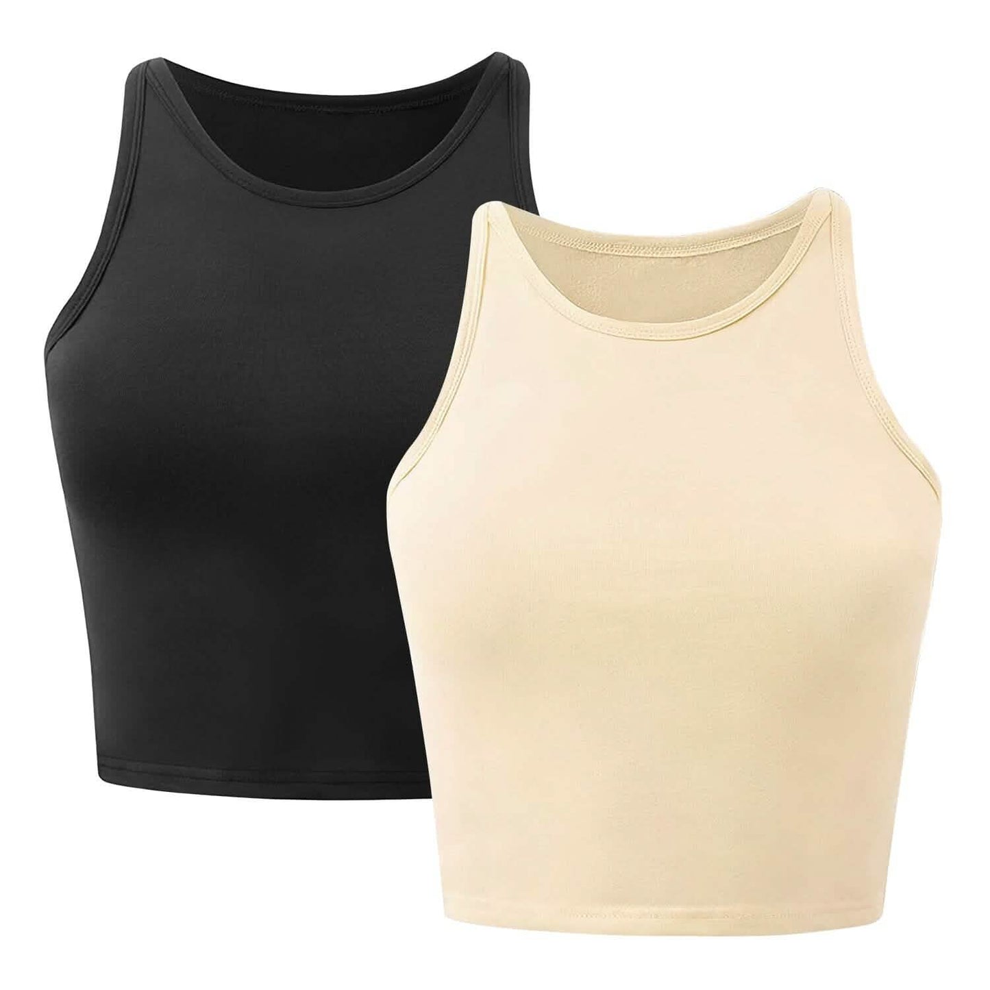 2-Piece: Women Sleeveless Cropped Tank top High Neck DailySale