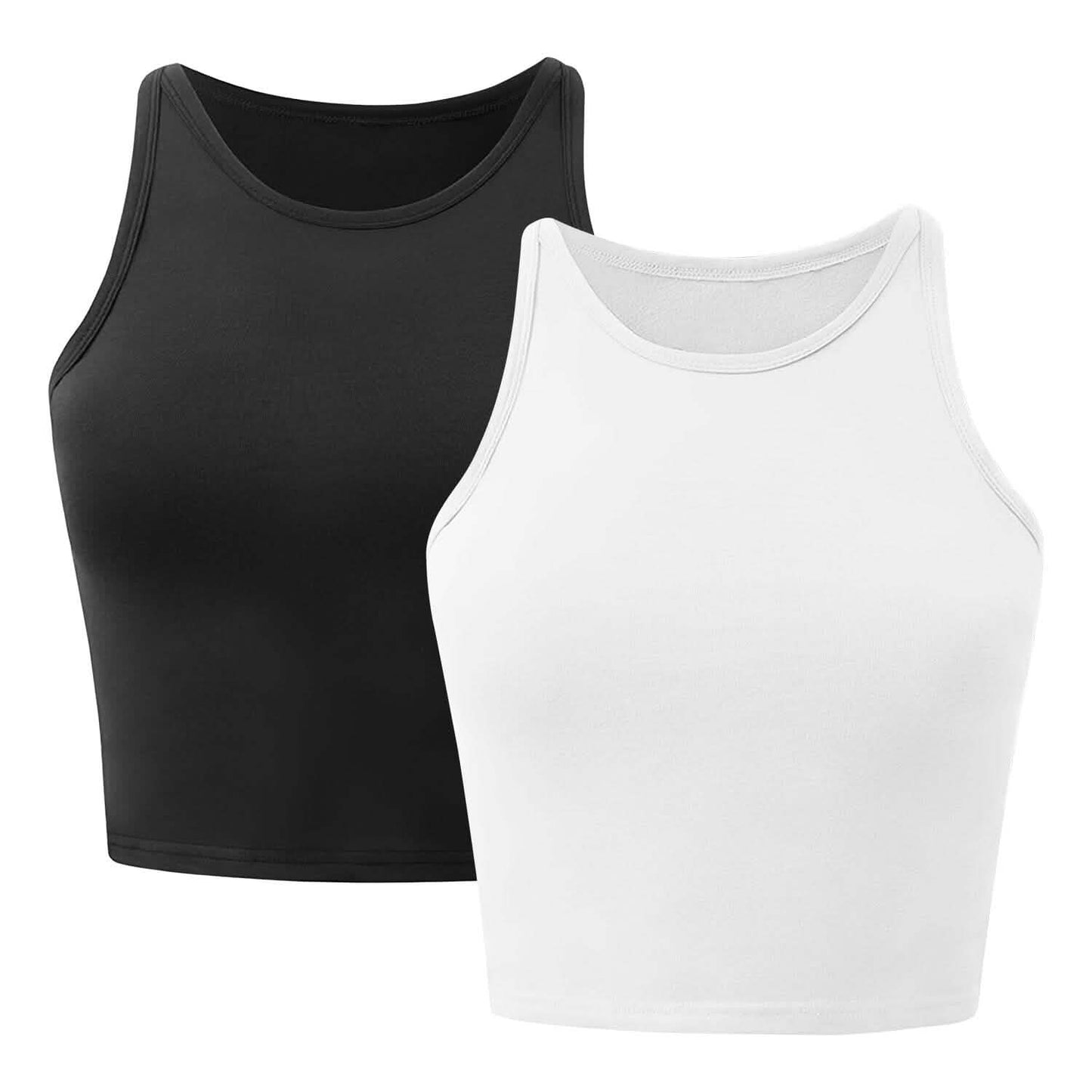 2-Piece: Women Sleeveless Cropped Tank top High Neck DailySale