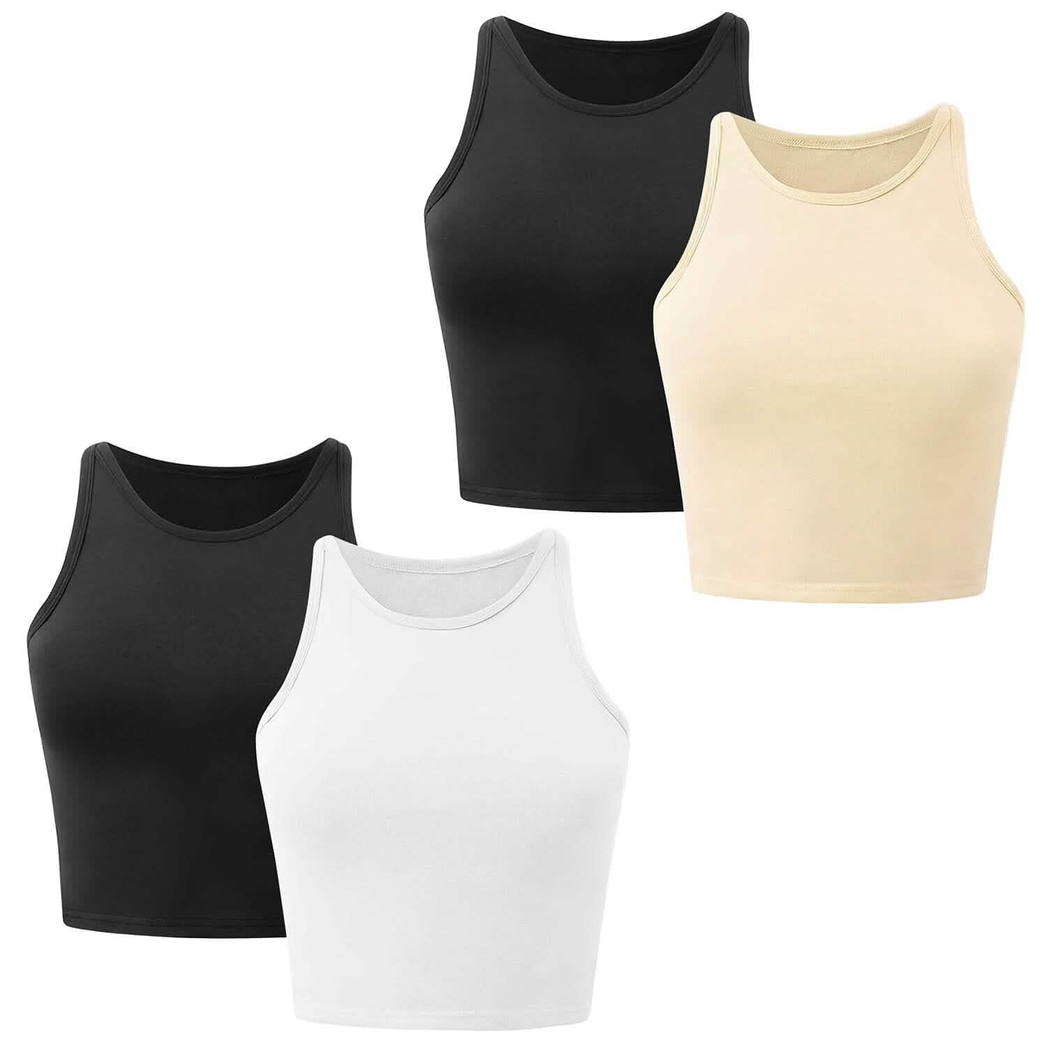 2-Piece: Women Sleeveless Cropped Tank top High Neck DailySale