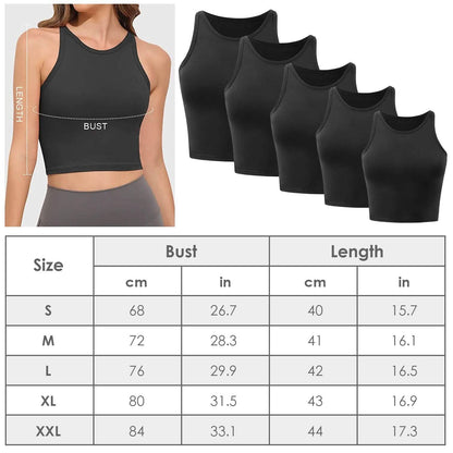 2-Piece: Women Sleeveless Cropped Tank top High Neck DailySale