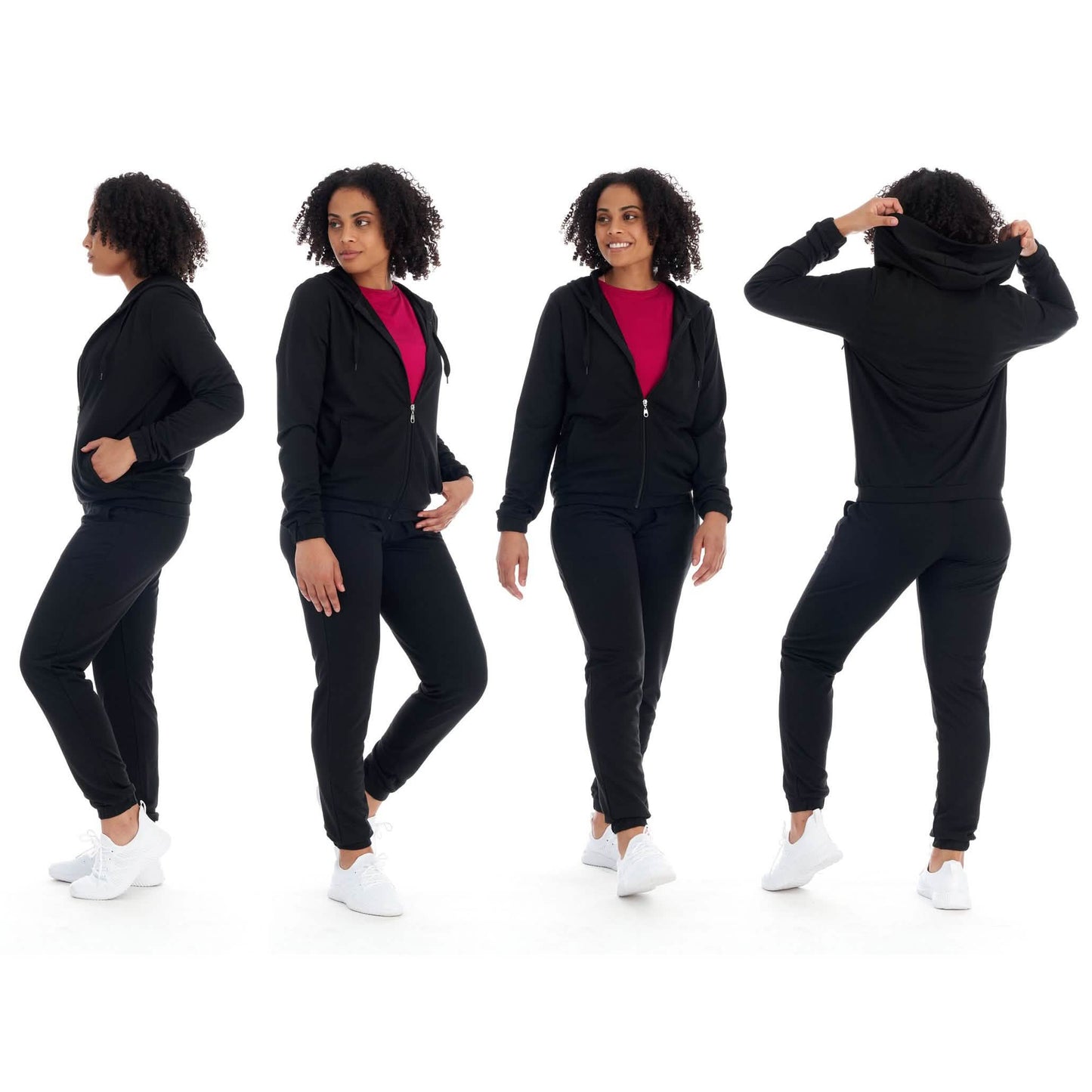 2-Piece: Women's Athleisure Fleece Jogger Sweatpants and Hoodie with Pocket Set DailySale