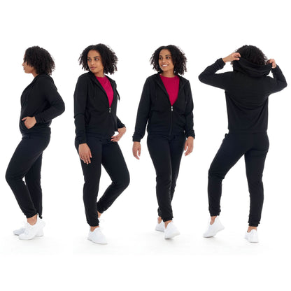 2-Piece: Women's Athleisure Fleece Jogger Sweatpants and Hoodie with Pocket Set DailySale