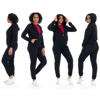 2-Piece: Women's Athleisure Fleece Jogger Sweatpants and Hoodie with Pocket Set DailySale