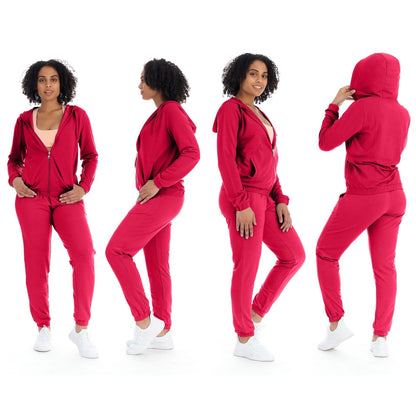 2-Piece: Women's Athleisure Fleece Jogger Sweatpants and Hoodie with Pocket Set DailySale