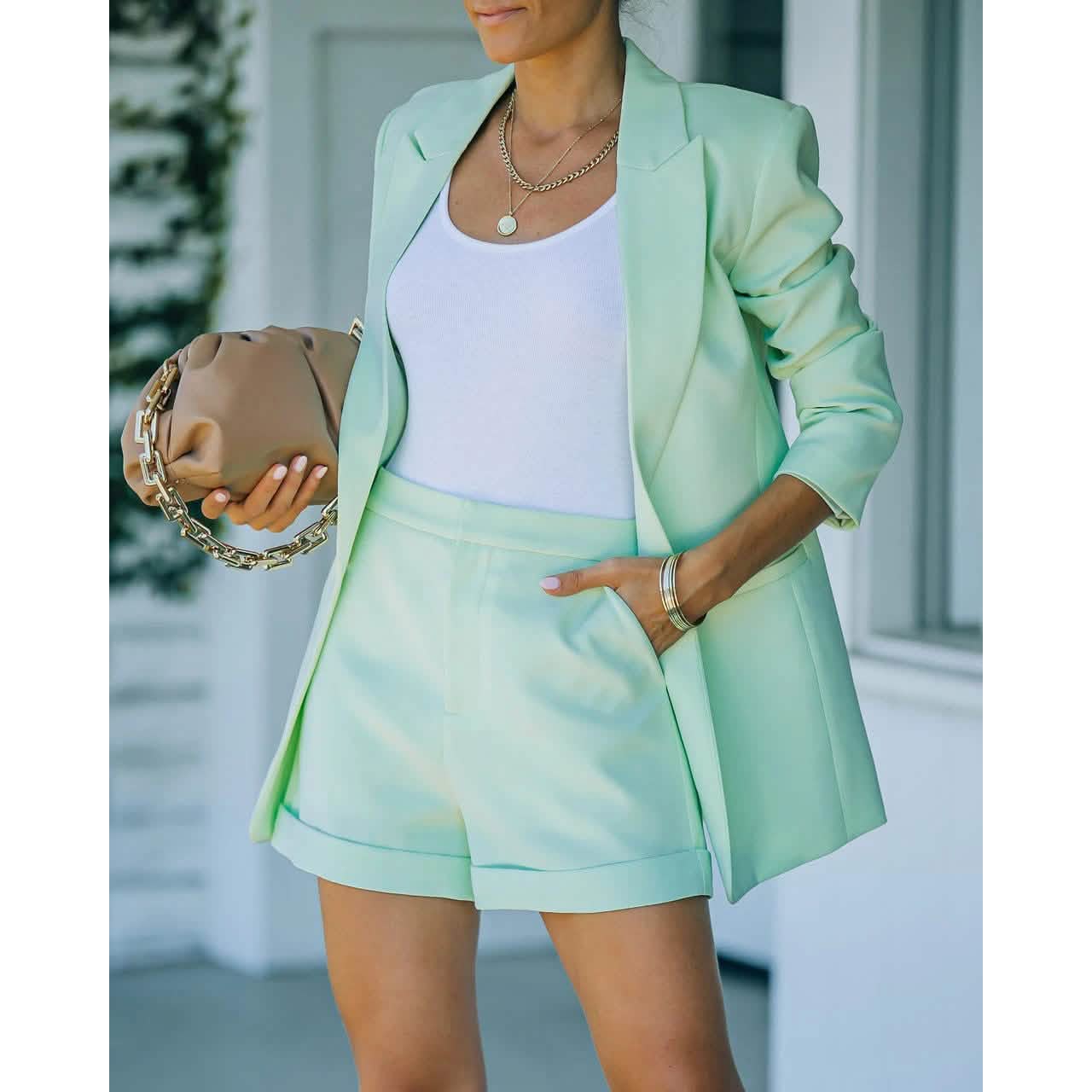 2-Piece: Women's Basic Shirt Collar Blazer DailySale