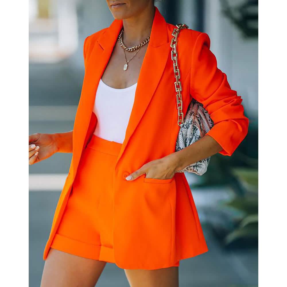 2-Piece: Women's Basic Shirt Collar Blazer DailySale