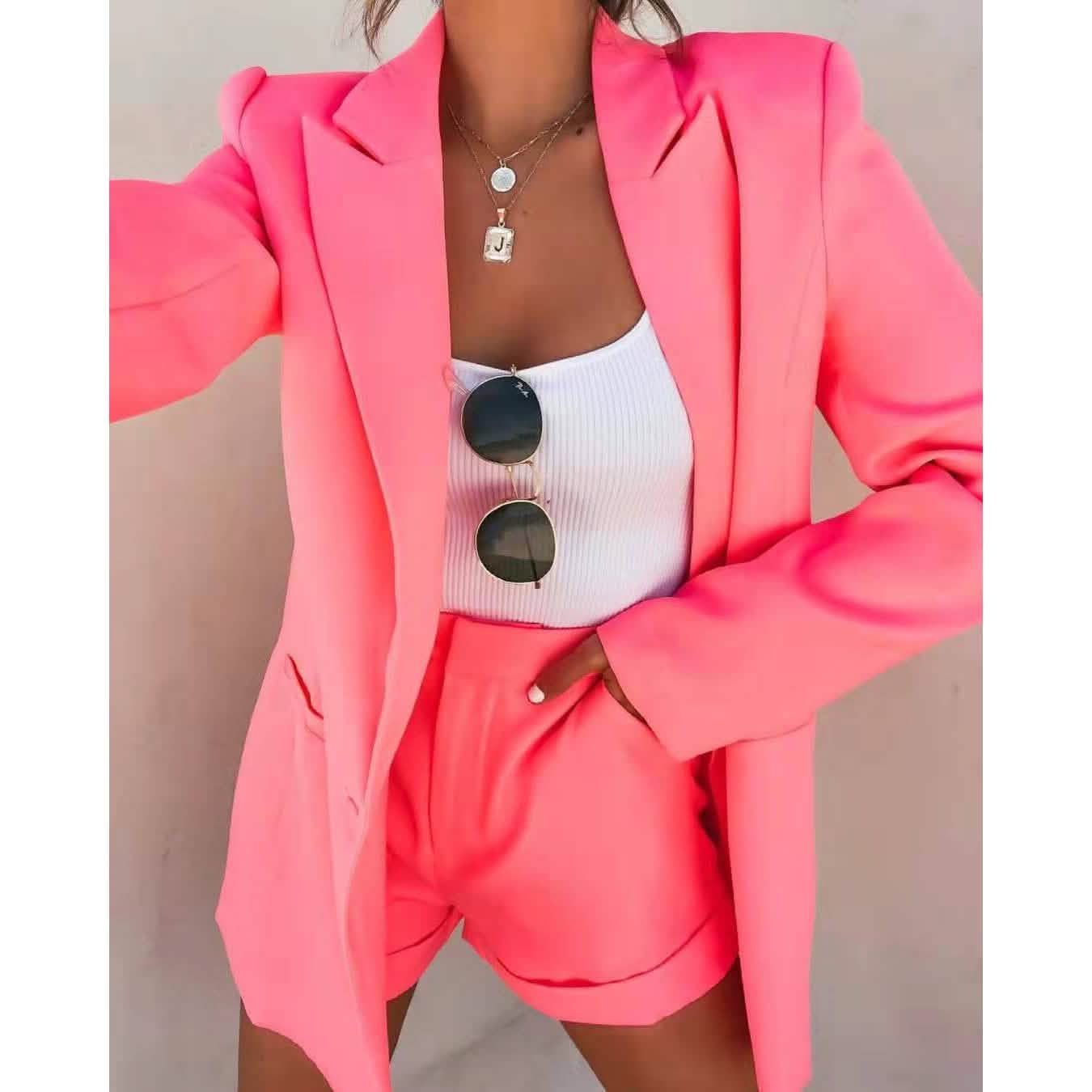 2-Piece: Women's Basic Shirt Collar Blazer DailySale