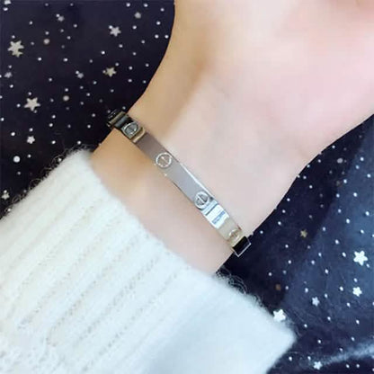 2-Piece: Women's Stainless Steel Zircon Inlay Bracelet DailySale