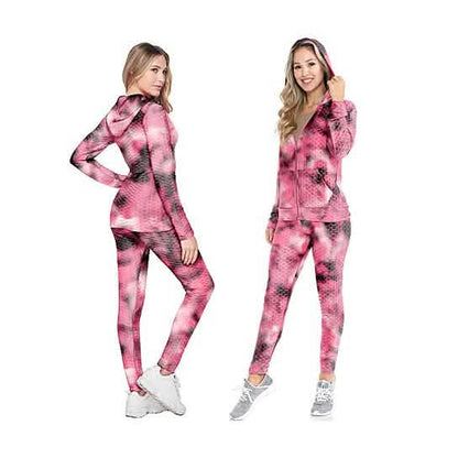 2-Piece: Women's Textured Anti Cellulite Body Shaping Jogger Tracksuit with Hoodie DailySale