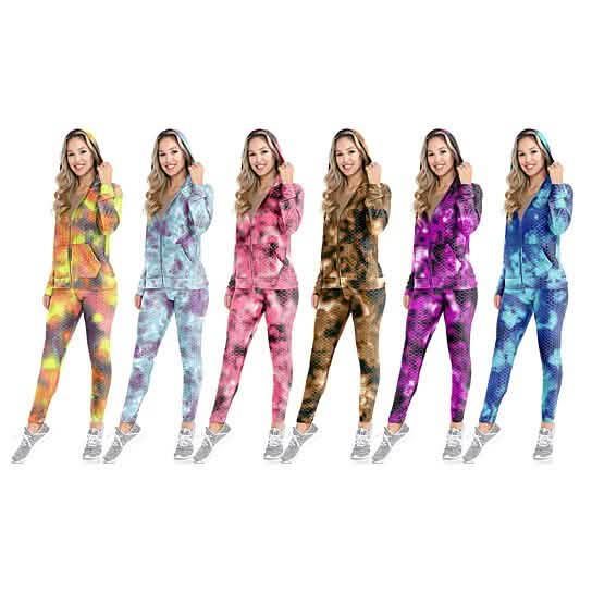 2-Piece: Women's Textured Anti Cellulite Body Shaping Jogger Tracksuit with Hoodie DailySale