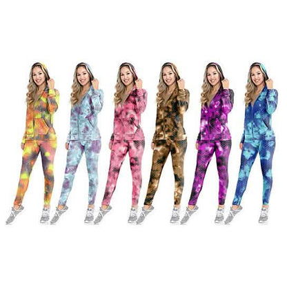 2-Piece: Women's Textured Anti Cellulite Body Shaping Jogger Tracksuit with Hoodie DailySale
