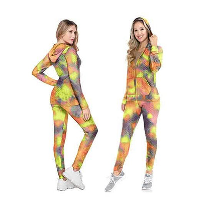 2-Piece: Women's Textured Anti Cellulite Body Shaping Jogger Tracksuit with Hoodie DailySale