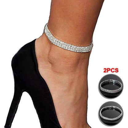 2-Piece: Women's Twinkle Diamond Anklet DailySale
