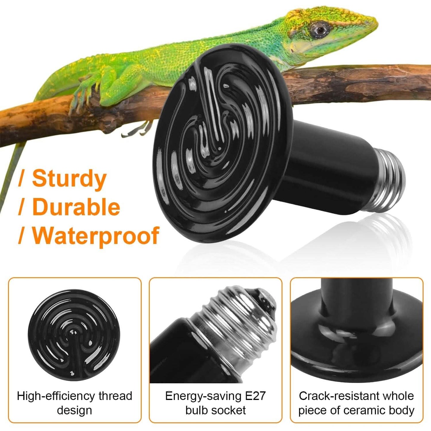 2-Pieces: 150W Infrared Reptile Heat Lamp No Light Emitting DailySale