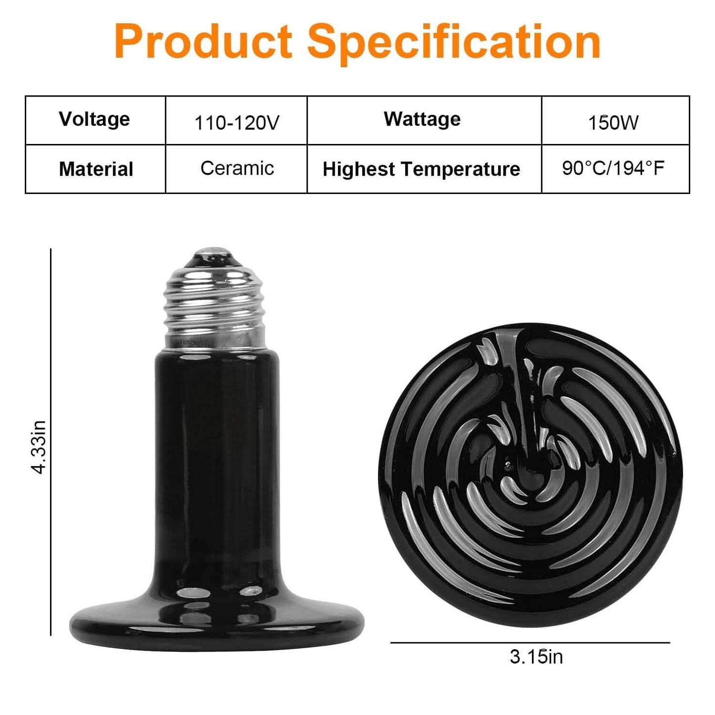 2-Pieces: 150W Infrared Reptile Heat Lamp No Light Emitting DailySale