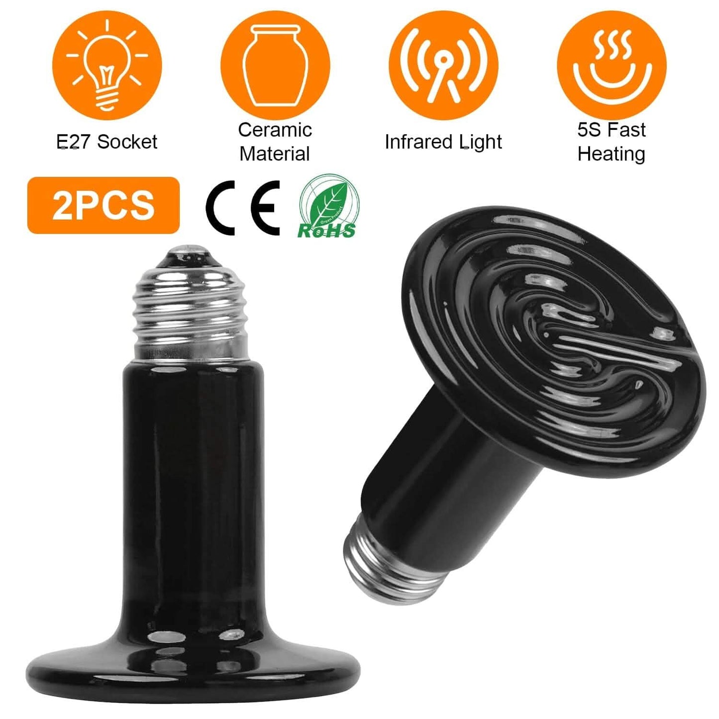2-Pieces: 150W Infrared Reptile Heat Lamp No Light Emitting DailySale