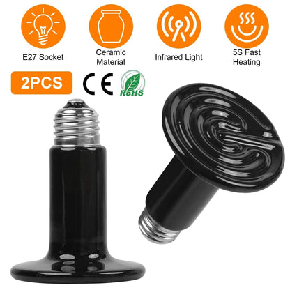 2-Pieces: 150W Infrared Reptile Heat Lamp No Light Emitting DailySale