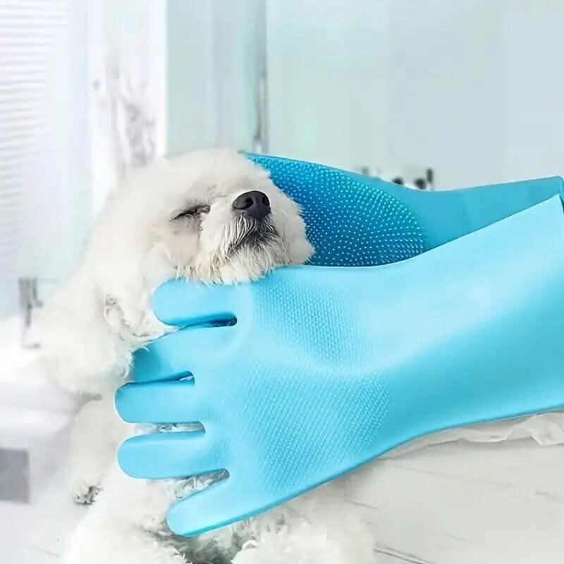 2-Pieces: 2-in-1 Pet Dog Bath Gloves with Silicone Brush DailySale