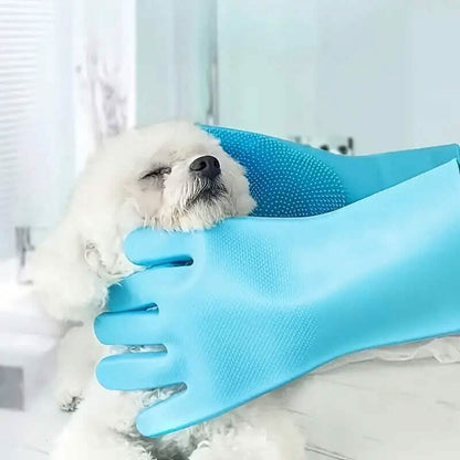 2-Pieces: 2-in-1 Pet Dog Bath Gloves with Silicone Brush DailySale