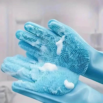 2-Pieces: 2-in-1 Pet Dog Bath Gloves with Silicone Brush DailySale