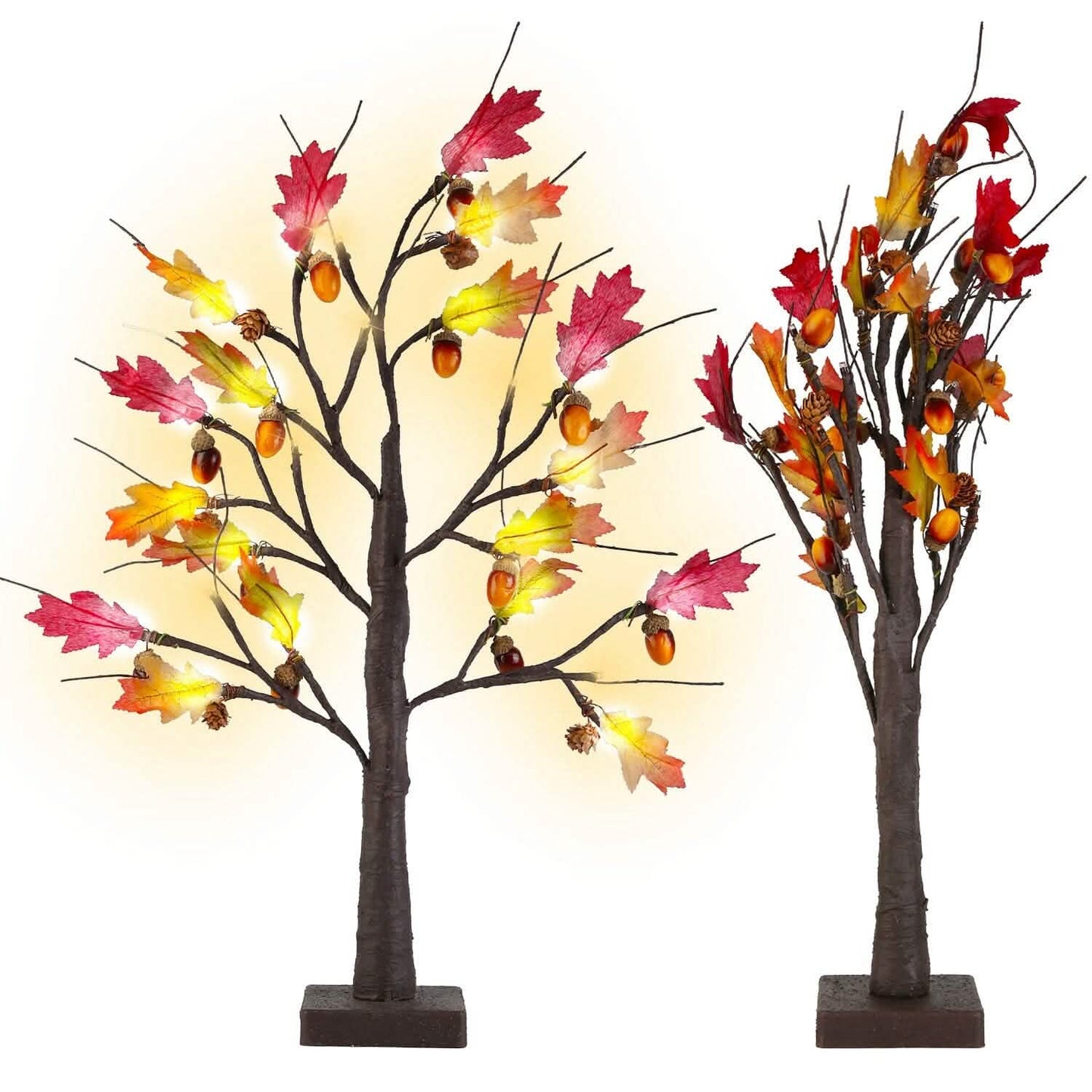 2-Pieces: 2FT Artificial Lighted Maple Tree with 24-Pieces Warm White LED Beads DailySale