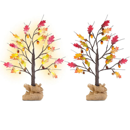 2-Pieces: 2FT Artificial Lighted Maple Tree with 24-Pieces Warm White LED Beads DailySale