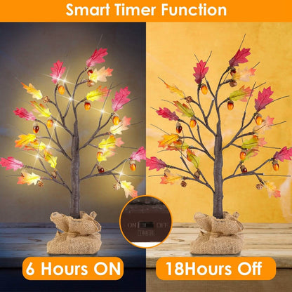 2-Pieces: 2FT Artificial Lighted Maple Tree with 24-Pieces Warm White LED Beads DailySale