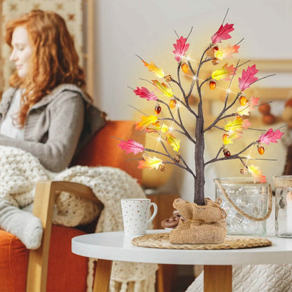 2-Pieces: 2FT Artificial Lighted Maple Tree with 24-Pieces Warm White LED Beads DailySale