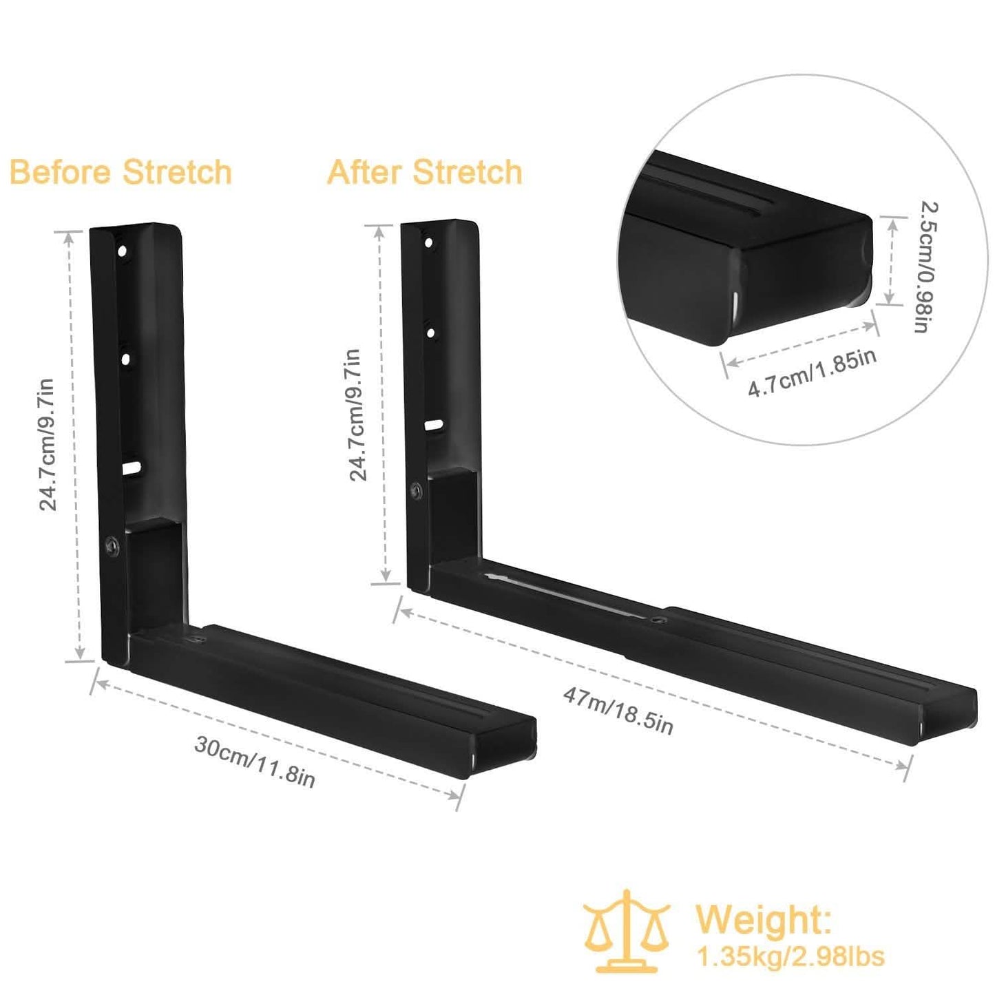 2-Pieces: Adjustable Wall Mount Microwave Brackets DailySale