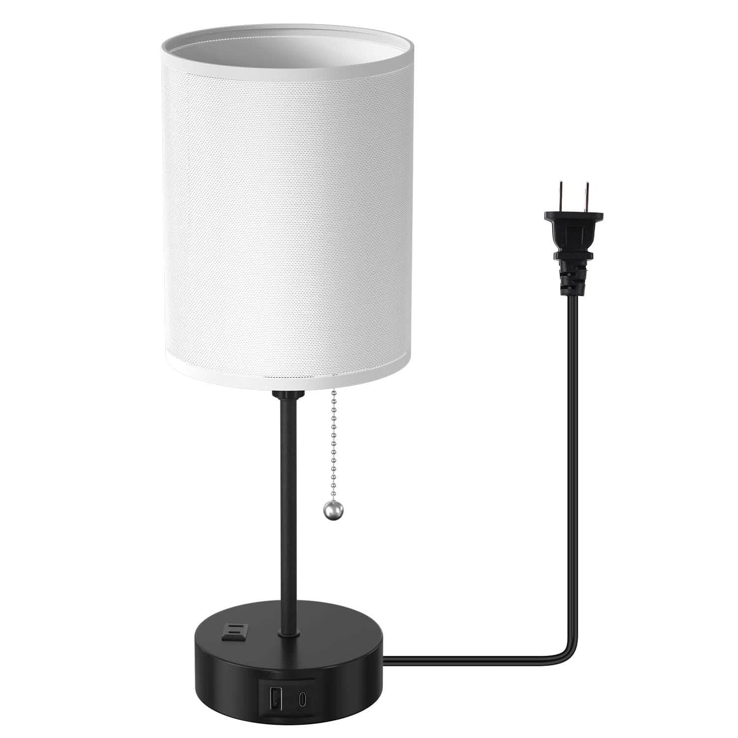 2-Pieces: Bedside Lamps 3 Color Modes USB C+A AC Output Ports Pull Chain DailySale