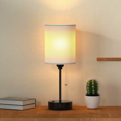 2-Pieces: Bedside Lamps 3 Color Modes USB C+A AC Output Ports Pull Chain DailySale