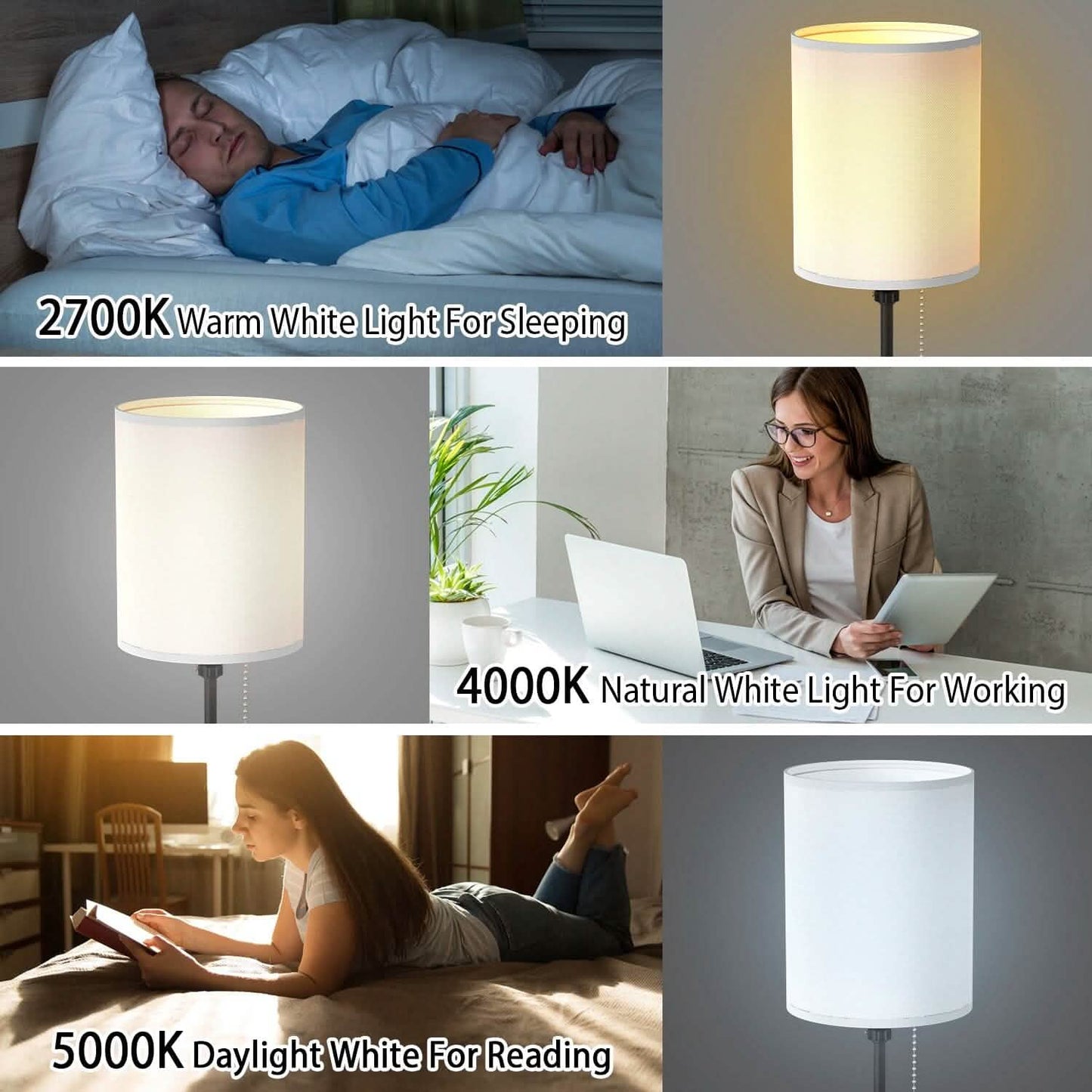 2-Pieces: Bedside Lamps 3 Color Modes USB C+A AC Output Ports Pull Chain DailySale