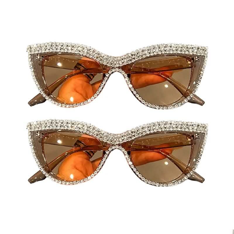 2-Pieces: Bling Rhinestone Cat Eye Sunglasses DailySale