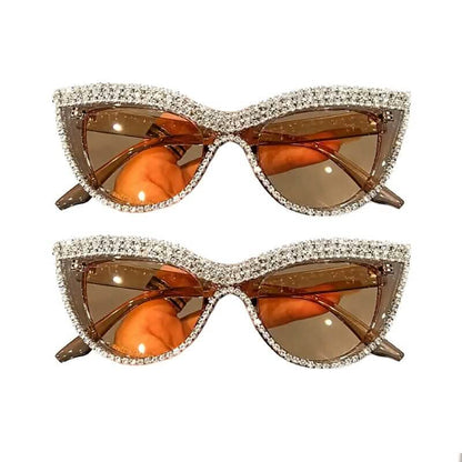 2-Pieces: Bling Rhinestone Cat Eye Sunglasses DailySale